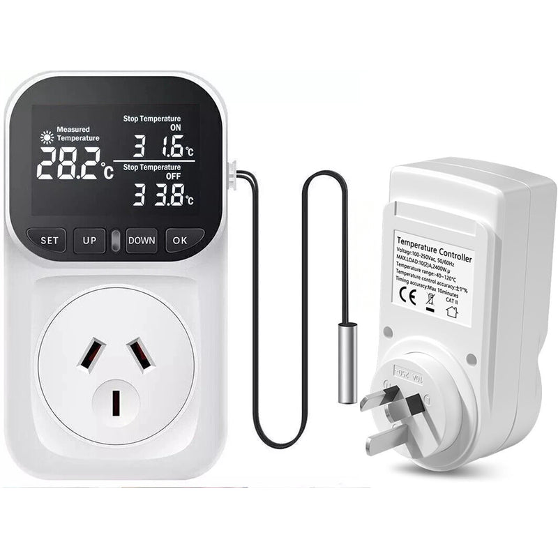 Digital temperature controller timer showing NZ plug side view