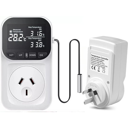 Digital temperature controller timer showing NZ plug side view