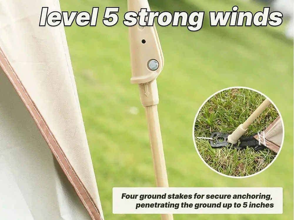 Camping tent 3-5 person with wind ropes and ground pegs attached