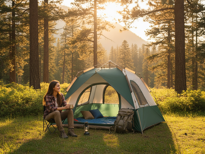 Camping tent 3-5 person with wind ropes and ground pegs attached