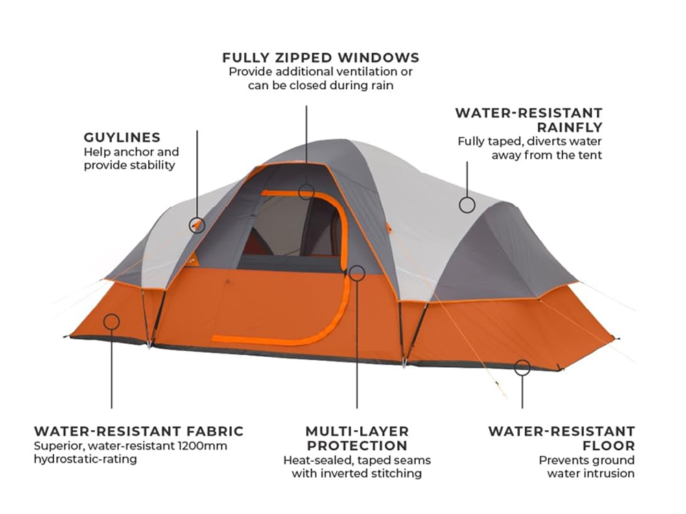 Camping tent family tent packed in storage bag for portability