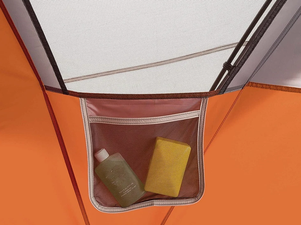 Top view of camping tent family tent showing tunnel shape