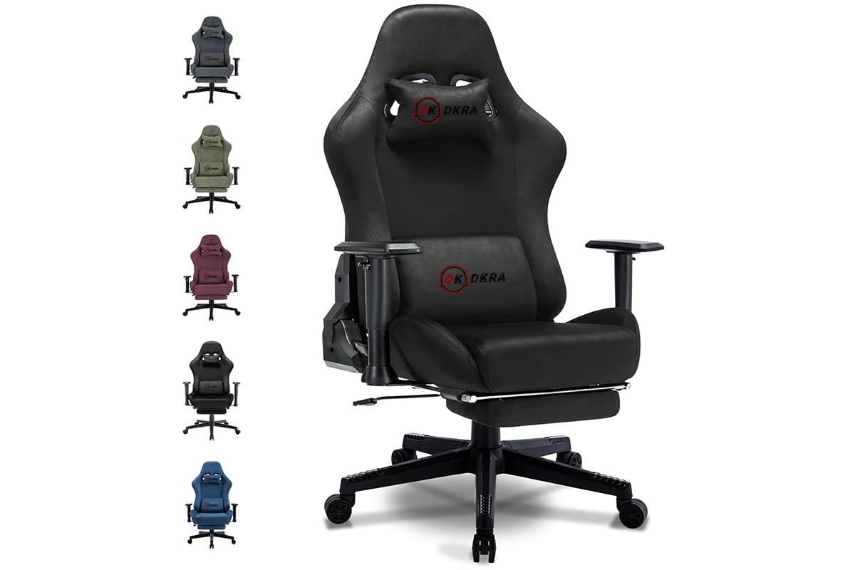 Side angle of DKRA gaming chair showing adjustable armrests