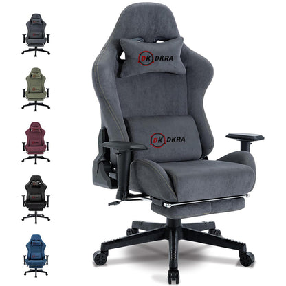 Side view of DKRA gaming chair showing adjustable armrests in grey