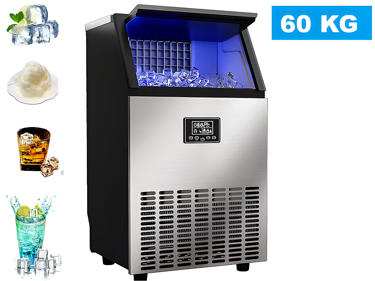 Open storage bin with 15kg capacity in commercial ice cube maker