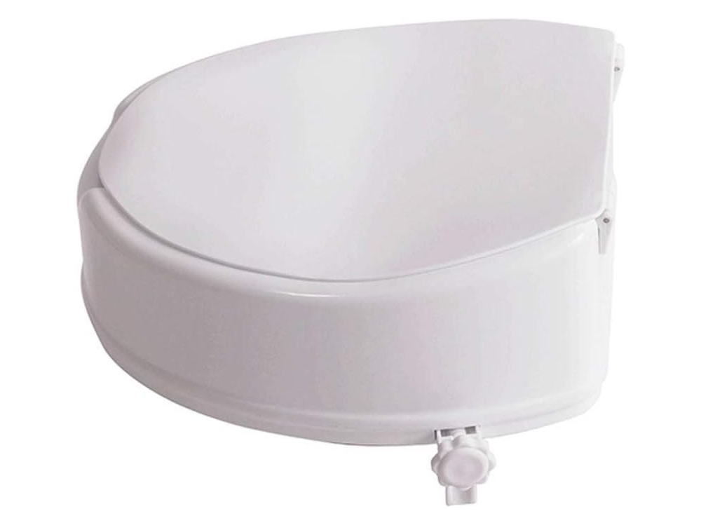 Raised toilet seat with lid lightweight and portable for easy handling