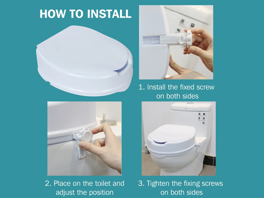 Raised toilet seat with lid lightweight and portable for easy handling