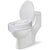 Raised toilet seat with lid showing white colour and ergonomic shape