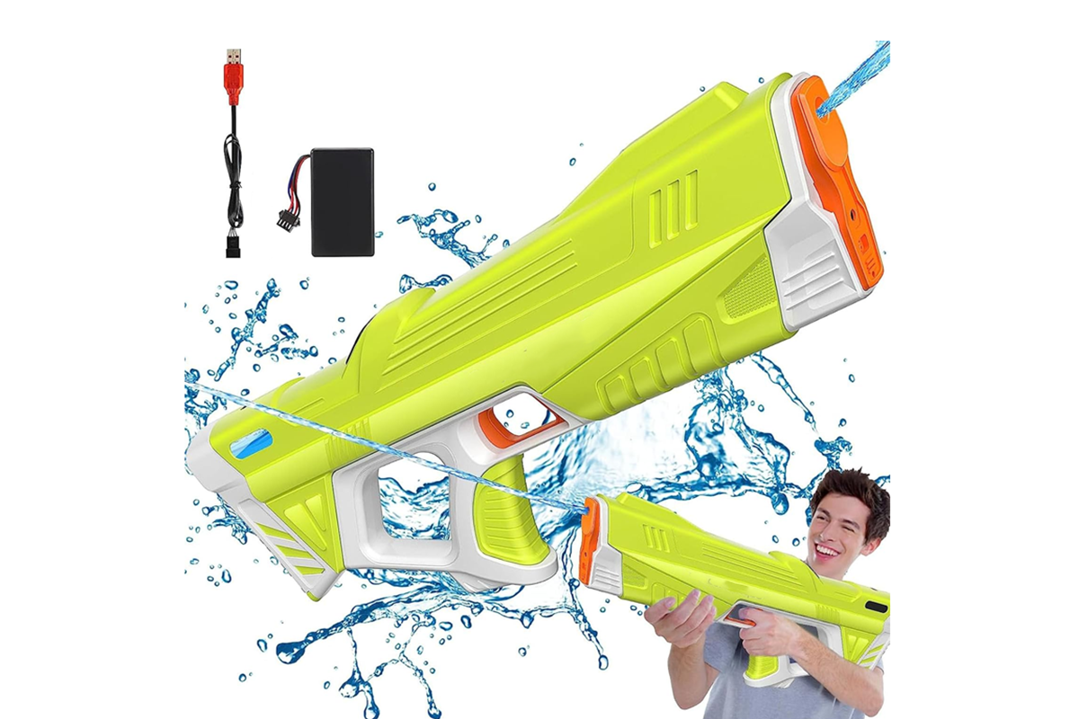 Close up of electric water gun nozzle for powerful water blasts