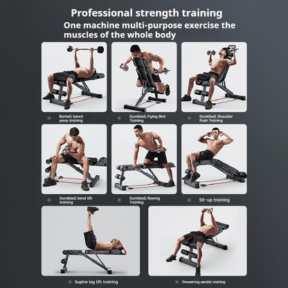 Foldable adjustable weight bench with rope accessory included