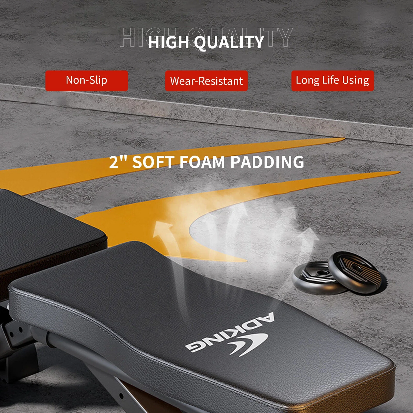 Foldable adjustable weight bench with rope accessory included