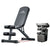 Adjustable weight bench side view showing black PU leather cushions