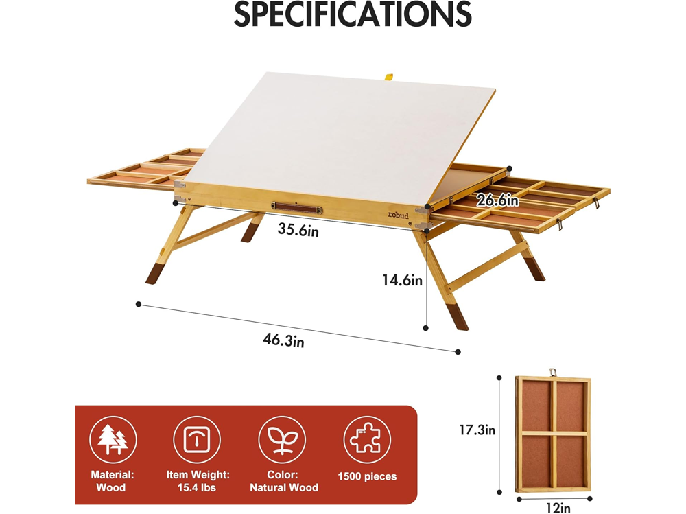 Jigsaw Puzzle Table with Drawers 1500 Pieces