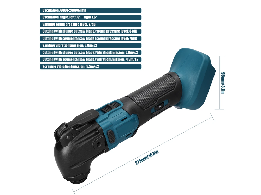 Oscillating multi tool with included accessory set displayed