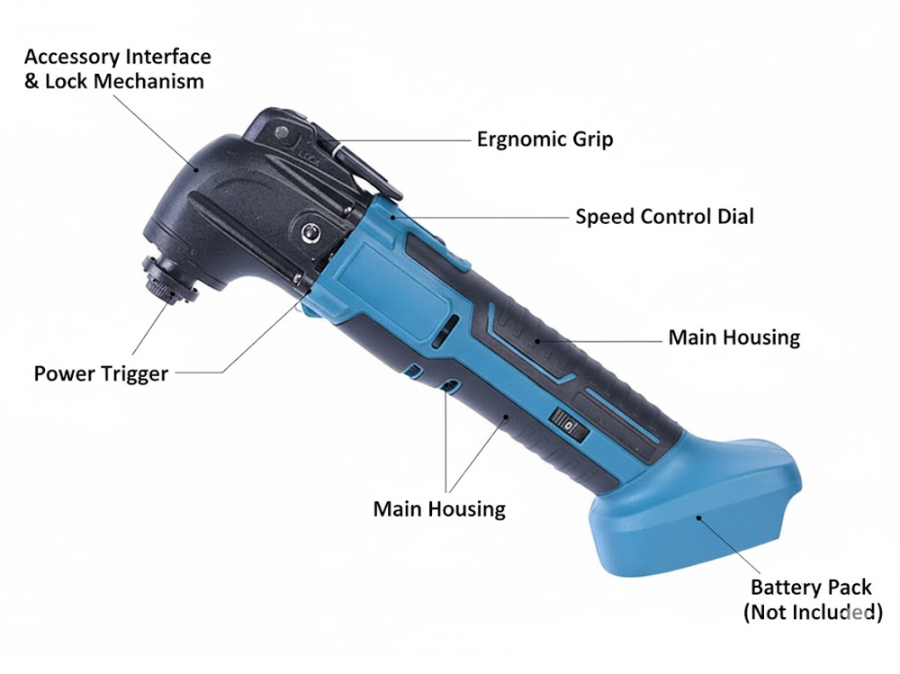 Oscillating multi tool sanding attachment in use