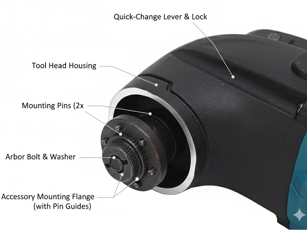 Oscillating multi tool with included accessory set displayed