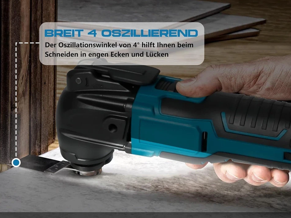Oscillating multi tool with included accessory set displayed