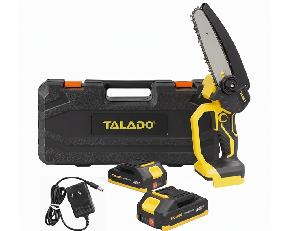 Angle grinder in use cutting tiles on workshop bench