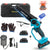 Mini Chain saw cordless power tool showing blue body and handle