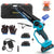 Mini Chain saw Cordless Power Chain saw side view showing blue body