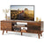 Entertainment unit TV stand front view with retro brown finish