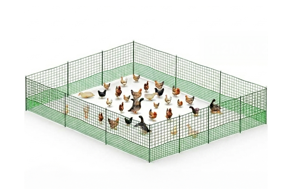 Close up of electric fence netting fence PE material and wire spacing