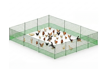 Close up of electric fence netting fence PE material and wire spacing