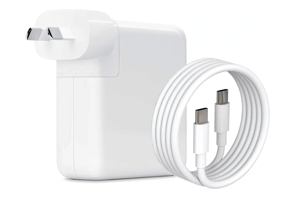 Side angle of replacement MacBook charger 96W USB-C with cable