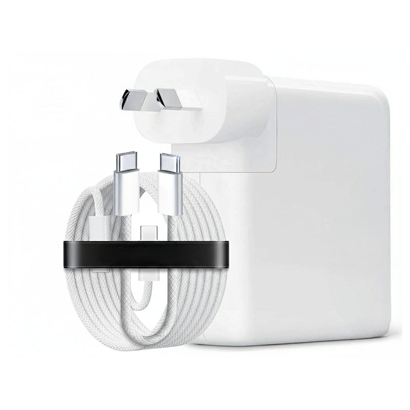 140W USB C replacement MacBook charger front view in white