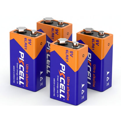 9V Battery pack of 4 showing front label and alkaline chemistry