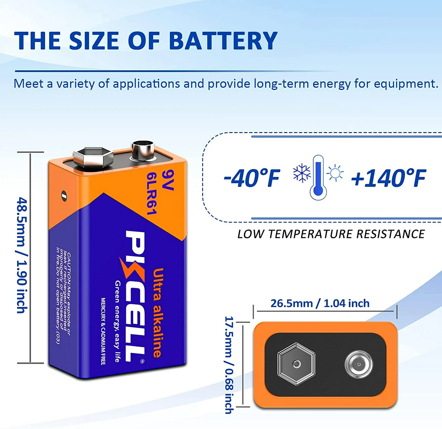 9V Battery pack of 4 stacked to show quantity in pack