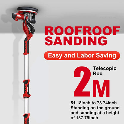 Electric drywall sander 800W in use on interior plaster wall