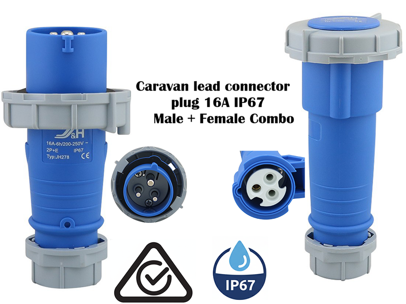 Caravan lead connector plug 16A IP67 Male + Female Combo