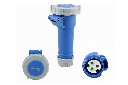 Side angle of caravan lead connector plug female with easy-grip sleeve