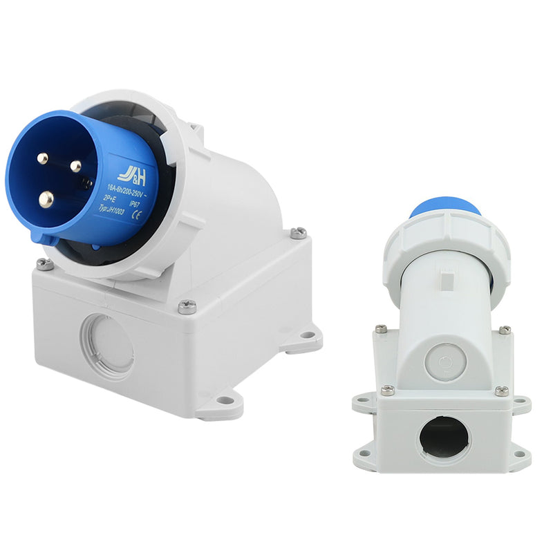 Caravan lead connector male white front view showing 3-pin design