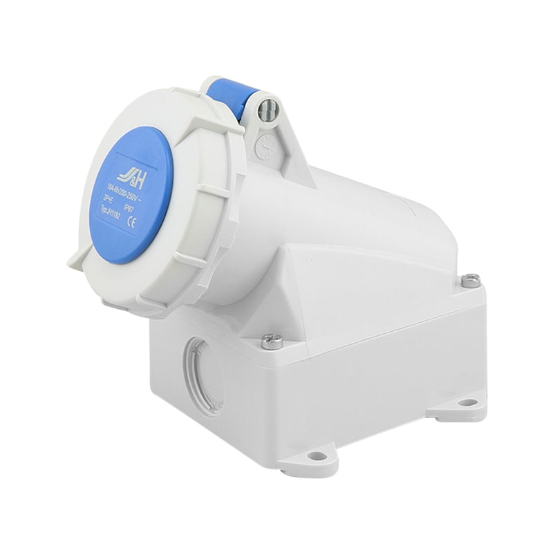 Caravan lead connector female 16 amps IP67 waterproof side view