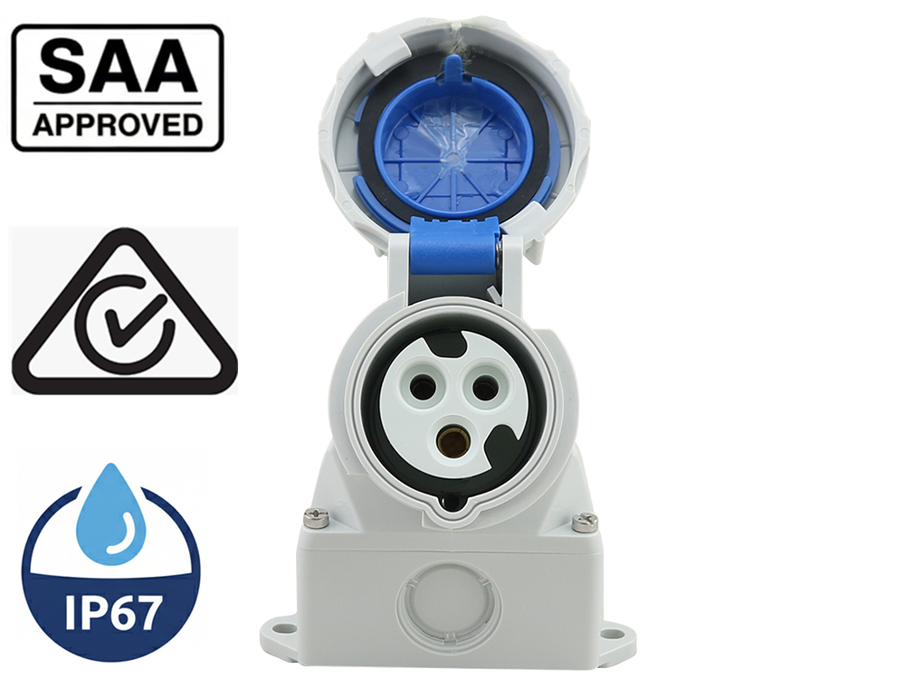 16A rating label visible on caravan lead connector plug