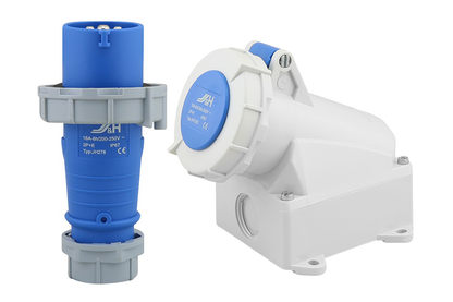 Close up of caravan surface socket female with weather-resistant cover