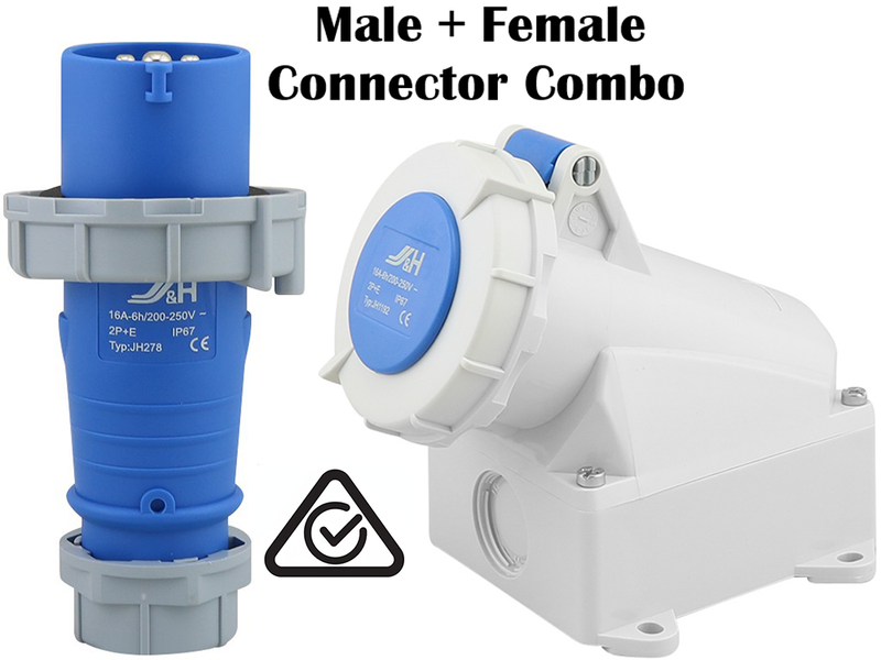 Caravan lead connector plug (Male) and Caravan Surface Sockets Female