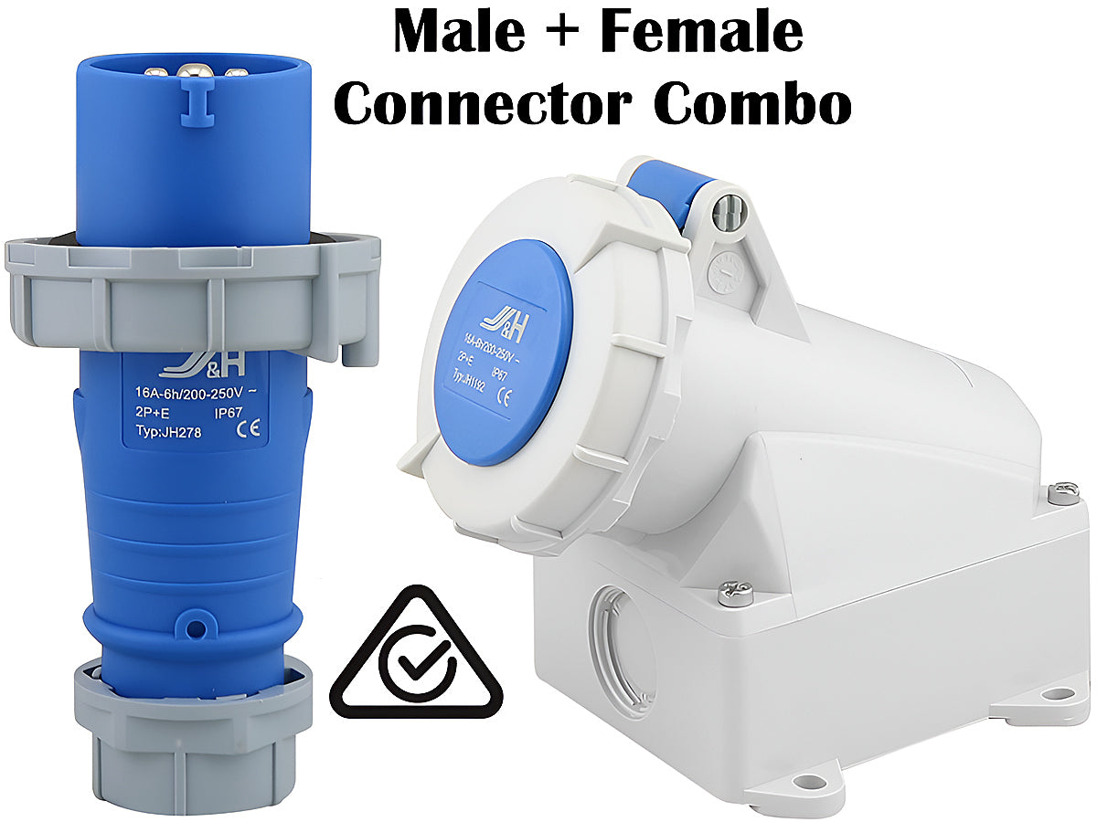 Side view of polycarbonate housing on caravan lead connector plug