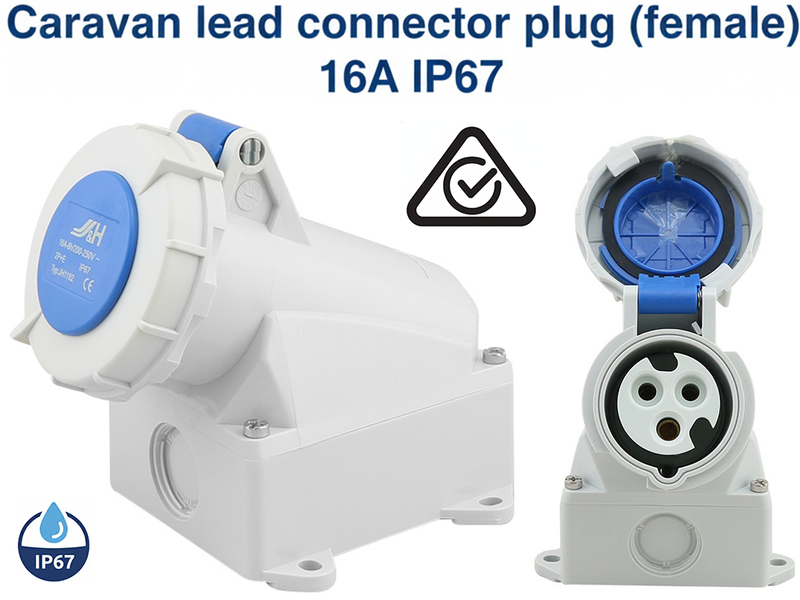 Caravan Lead Connector Female 16 Amps IP67