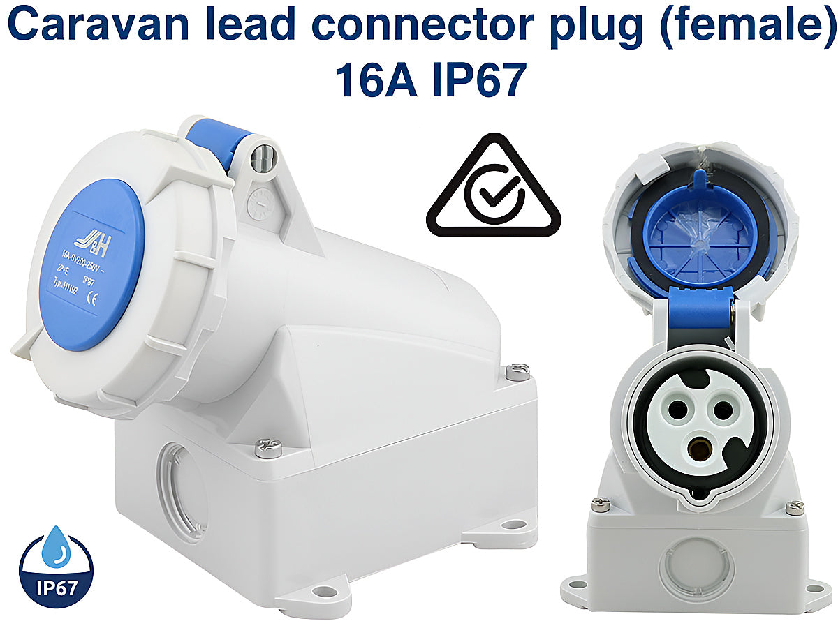 Caravan lead connector female with waterproof IP67 seal detail