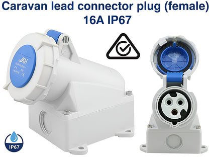 Caravan lead connector female with waterproof IP67 seal detail
