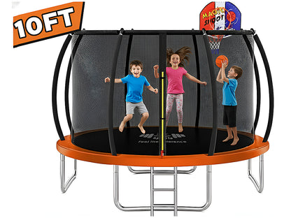 Side view of trampoline 10ft with step ladder attached