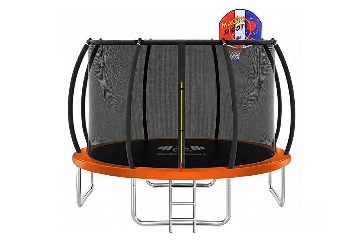 Side view of 12FT trampoline showing UV-resistant jump mat