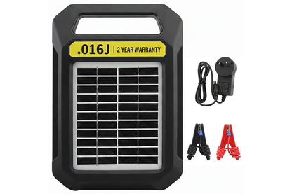 Side view of solar electric fence energiser with carry handle