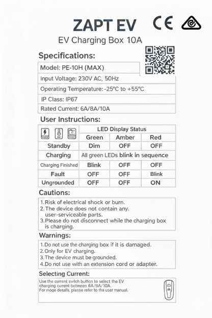 Type 1 EV Charger (10A, 2.3kW)