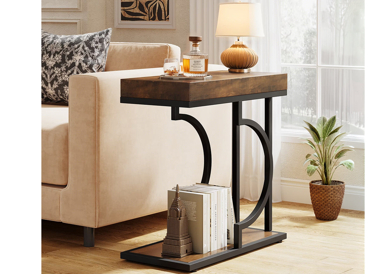 Side table end table showing slim rectangular shape