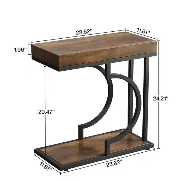 Black metal frame detail on side table end table