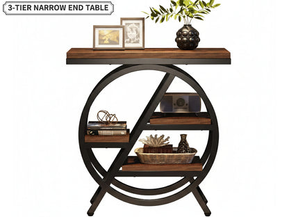3 Tier Side Table with Storage Shelf Narrow End Table